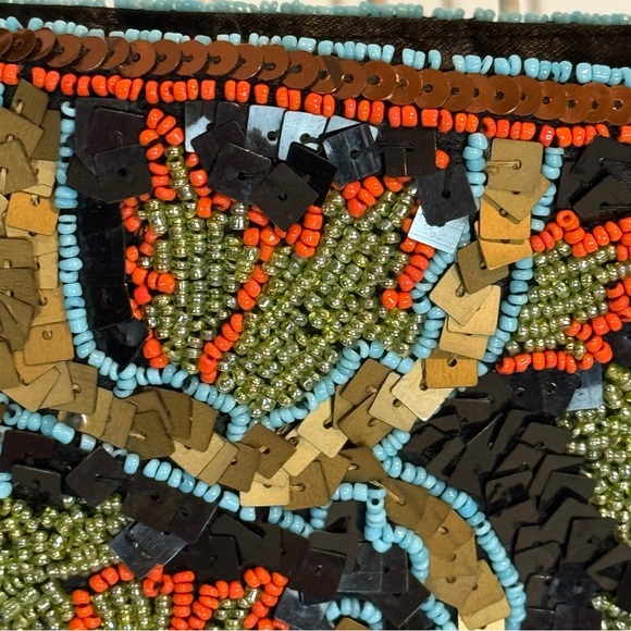 Vintage half moon shoulder bag Cristal embellished fabric with zip black gold - Picture 2 of 7